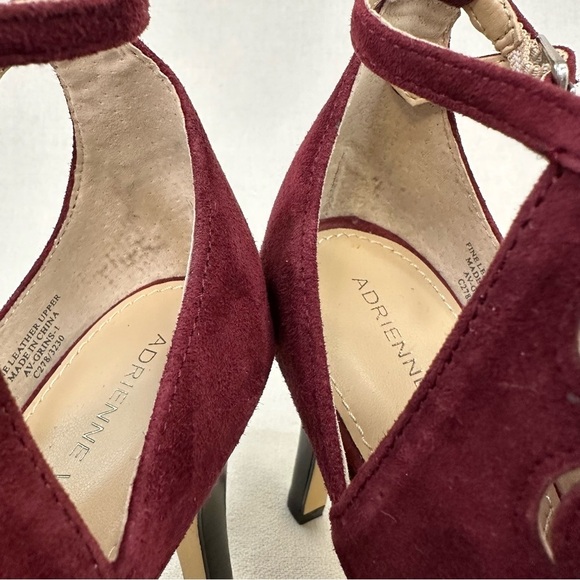 Adrienne Vittadini Grins Bootie 7 Maroon Suede Stiletto Heels - Picture 10 of 13